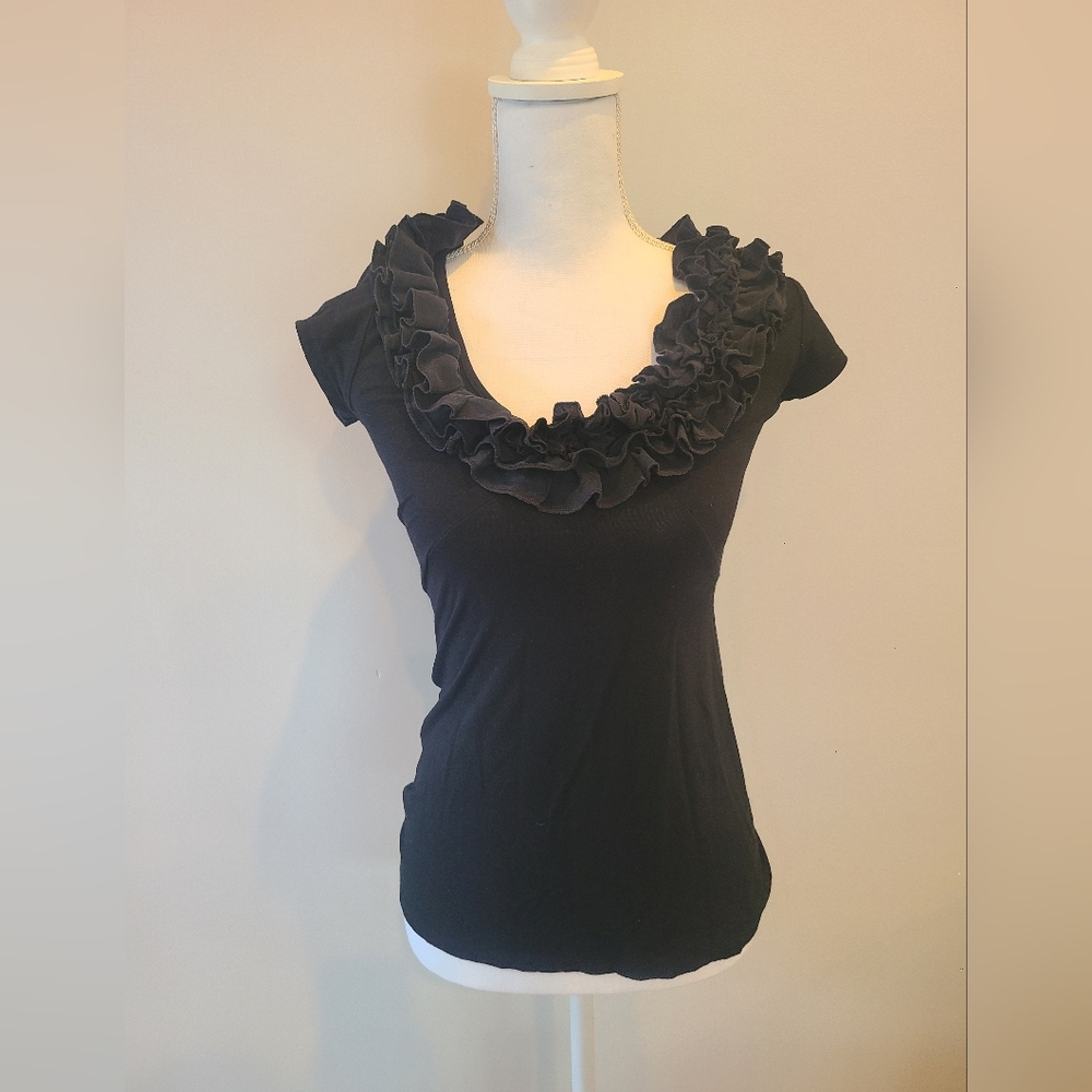 Arden B Black Ruffle Blouse